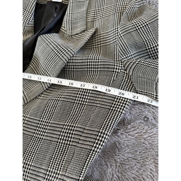 Vtg 90’s Christian Dior Black White Worsted Wool Houndstooth Jacket Blazer Belt - Picture 9 of 13